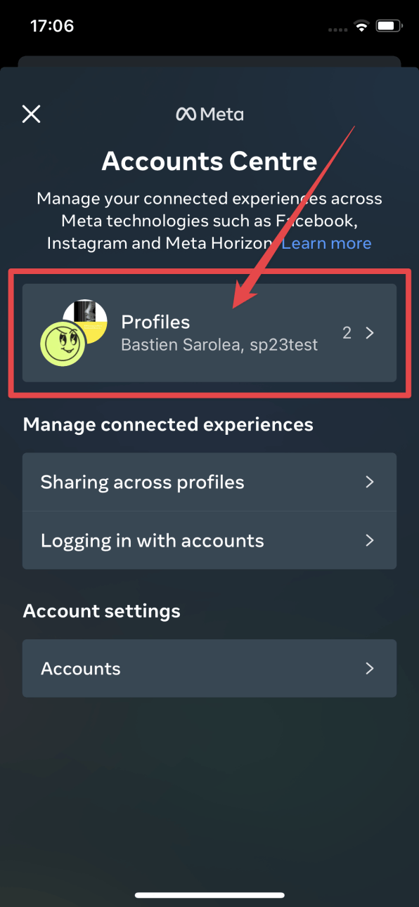 ajouter profil facebook au compte instagram